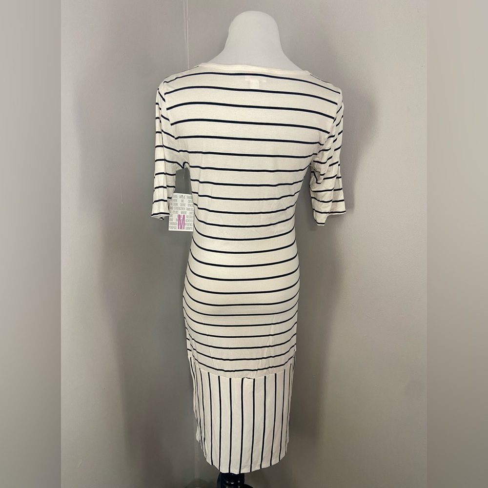 LuLaRoe Julia Dress Black and White Striped Midi Form Fitting - Picture 5 of 7